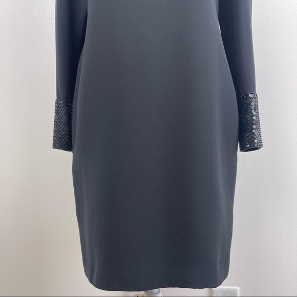 Vintage Linda Allard Ellen Tracy Embellished Sequin Beaded Black Cocktail Dress - Picture 6 of 12